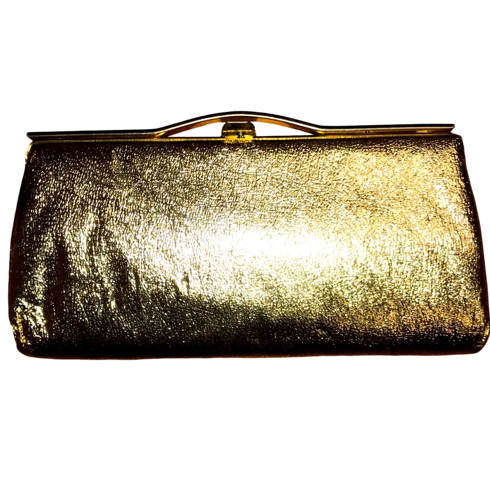 Vintage Gold Vinyl like Clutch